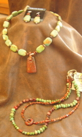 Turquoise with pendant of Brecciated Jasper0